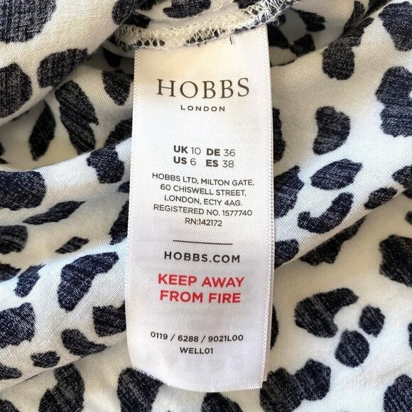 Hobbs London 6 US Lille Animal Print Sleeveless Blouse Black White Leopard Print - Picture 8 of 12